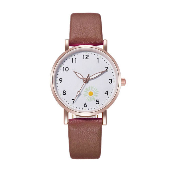 Lysande Klocka Nattlysande Kvinnor Söt Läder Enkla Klockor Liten Urtavla Quartz J4O3 Coffee One size