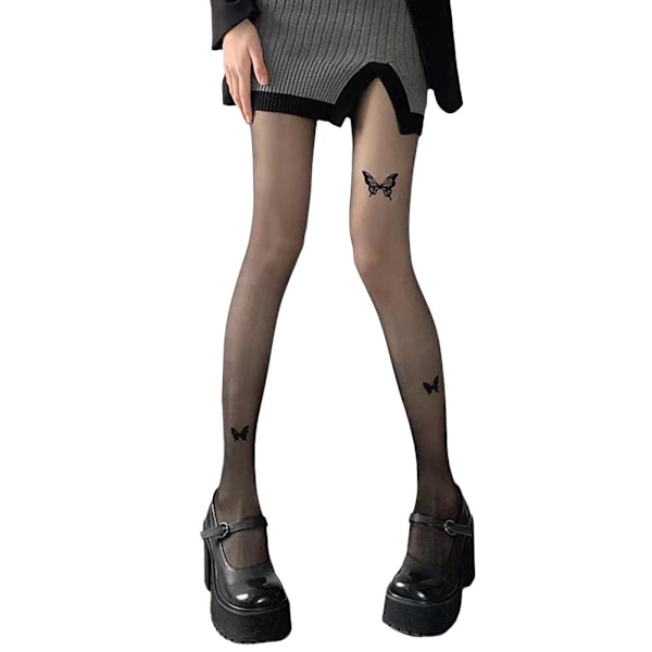 2024 Nya Svarta Sidenstrumpor Anti-hake Sidenstrumpor Botten Tights~ Fjäril G1 B3V6 Black three 