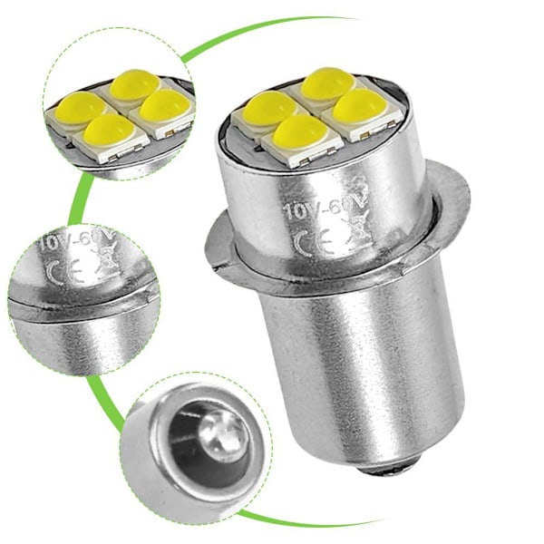 P13.5S PR2 LED DC-3V/4.5V/6V/12V/18V/24V Ersättningslampa för ficklampa - Vit
