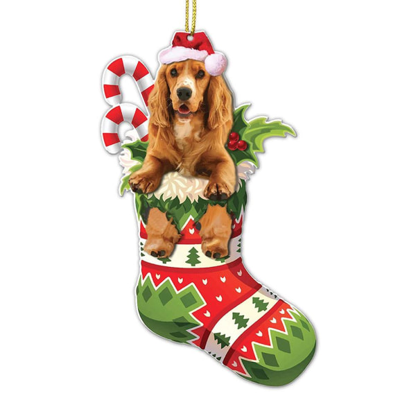 Jul hund prydnad Xma träd hängande tecken statyer dekoration 1 1pc