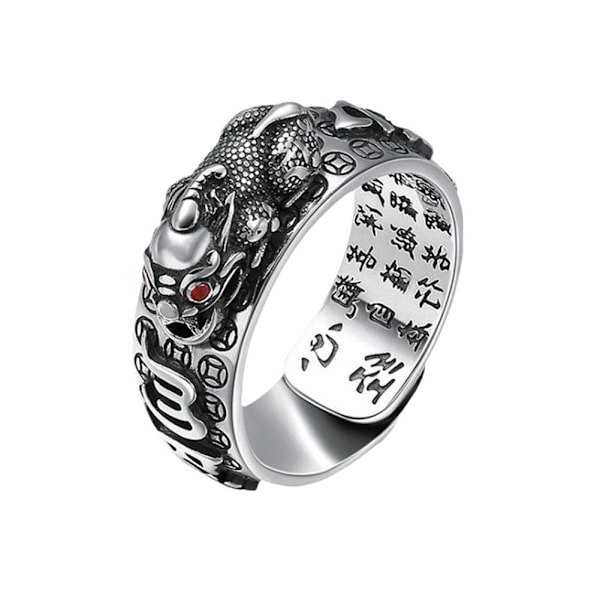 Feng Shui guldpläterad rikedom lyckobringande ring buddhistisk smycke justerbar Silver One-size