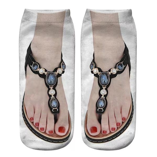IUYQY Flip Flop-strumpor Roliga Manikyr Tryckta Strumpor Nyhet Flip-fl C One Size