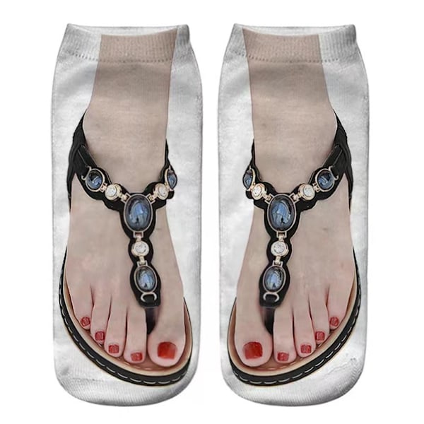 IUYQY Flip Flop-strumpor Roliga Manikyr Tryckta Strumpor Nyhet Flip-fl G One Size