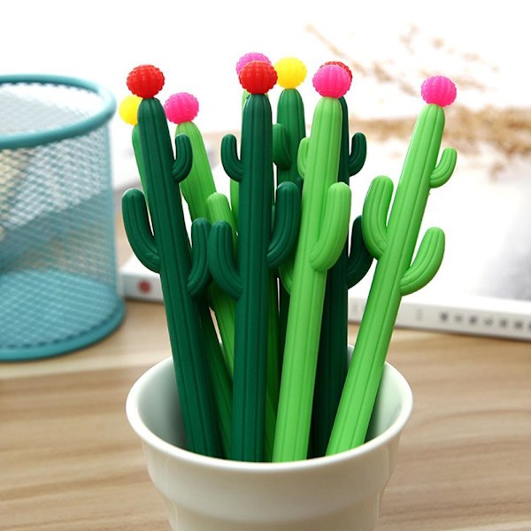 1/2X Söt Cactus Design Gel Penna Skrivpenna Office School Gift S greenA null