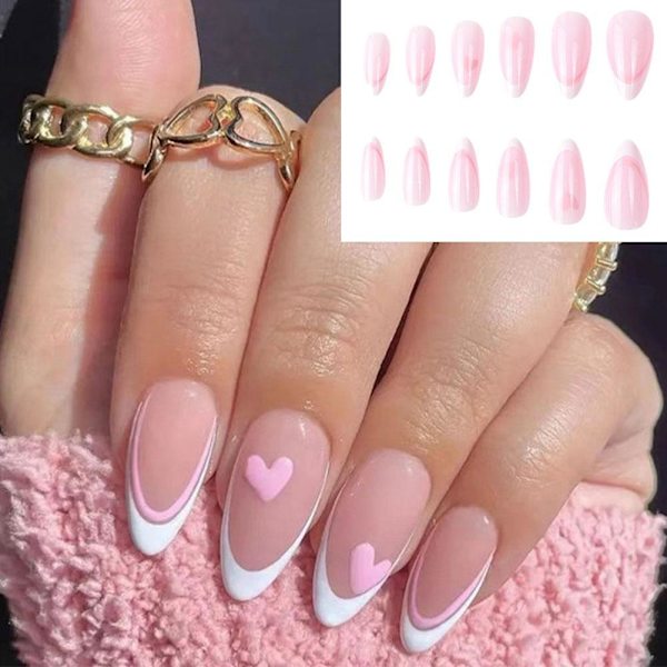 Falska Naglar Mandel Stiletto Lång Bling Art Akryl --us Tips D1G0 B One-size