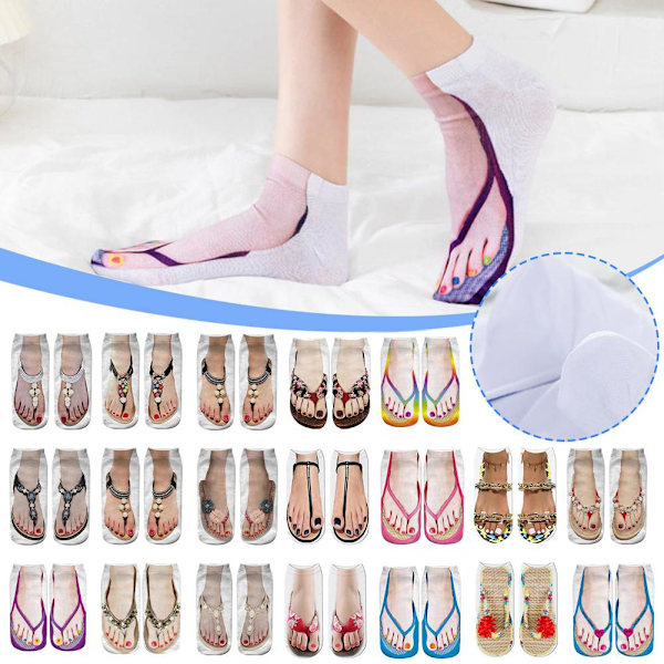 IUYQY Flip Flop-strumpor Roliga Manikyr Tryckta Strumpor Nyhet Flip-fl A One Size