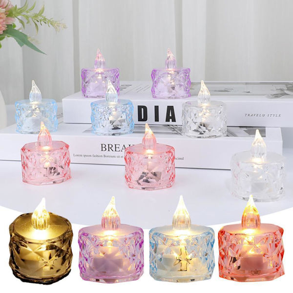 Flameless LED Värmeljus Fladdrande Batteridrivna Juldekorationer L4U6 Pink One size