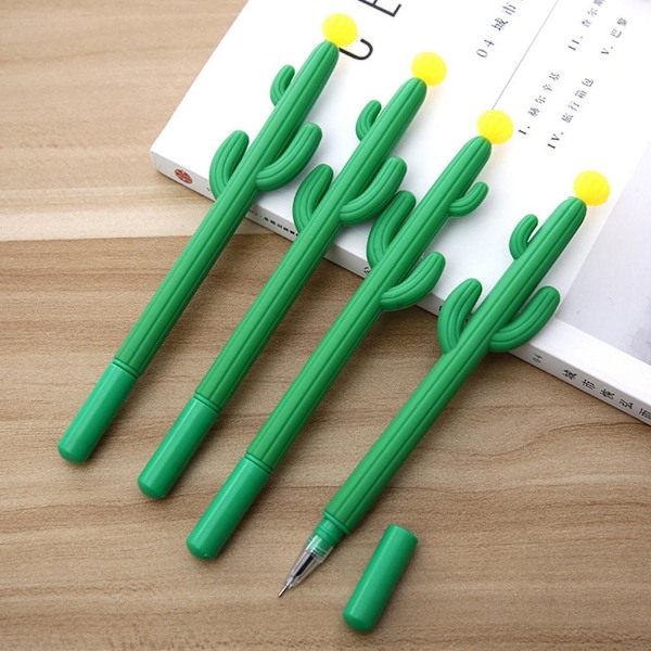 1/2X Söt Cactus Design Gel Penna Skrivpenna Office School Gift S greenA null