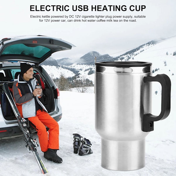 Resemugg med värme 500ml Bilbaserad Vattenkokare Kopp 12V F5Y1