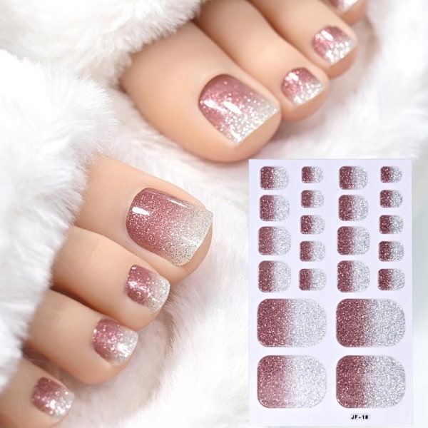 Glitter Tånageldekor Självhäftande Full Täckning Ren Färg Tånagel Wraps GXU  JF-18 1pcs