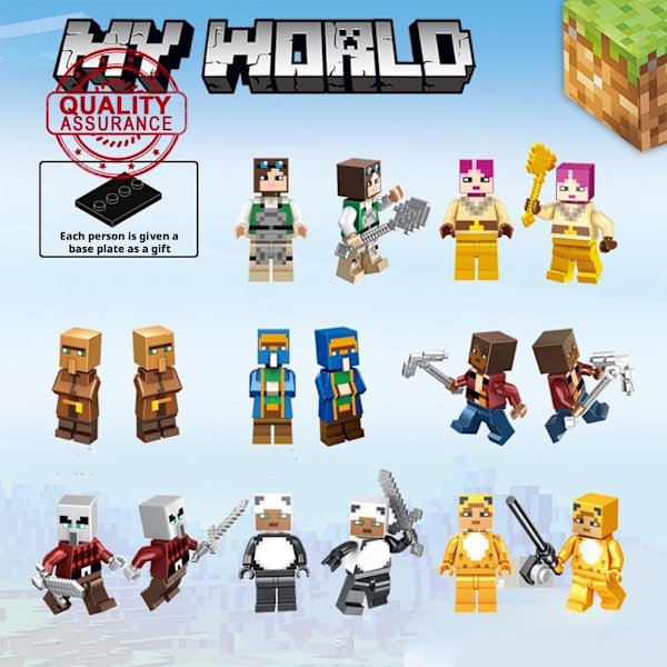 Barn Byggklossar Mini Leksak Stad Minifigurer Block Minecraft Nano C2t4 H1052 1pcs