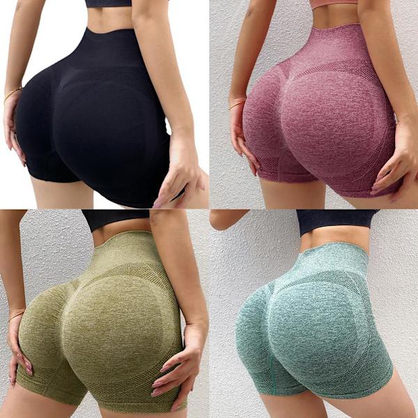 Yoga Shorts Höftlyftande Träning Anti-Glidning Snabbtorkande black L/XL