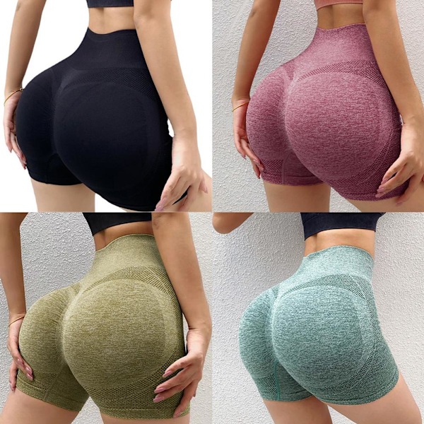 Yoga Shorts Höftlyftande Träning Anti-Glidning Snabbtorkande yellow L/XL