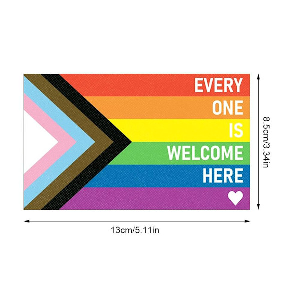 ALLA ÄR VÄLKOMNA HÄR Progress Pride Regnbågssticker Kärlek LGBT D5B9