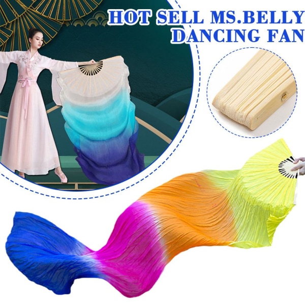 Silk Veils Dance Fans Par Belly Dancing Fans Billig Hot Rea white+blue(right) 150cm