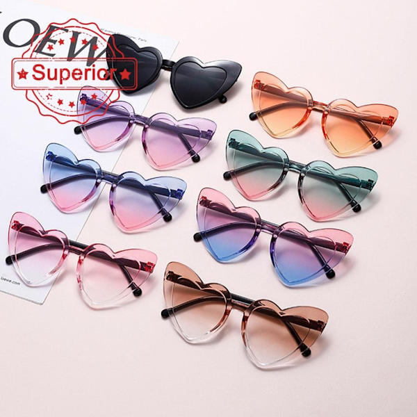 Kärlek Hjärta Solglasögon Kvinnor Mode Oversize Shades Solskyddsglasögon Sommarresa M4r3 Tea One size