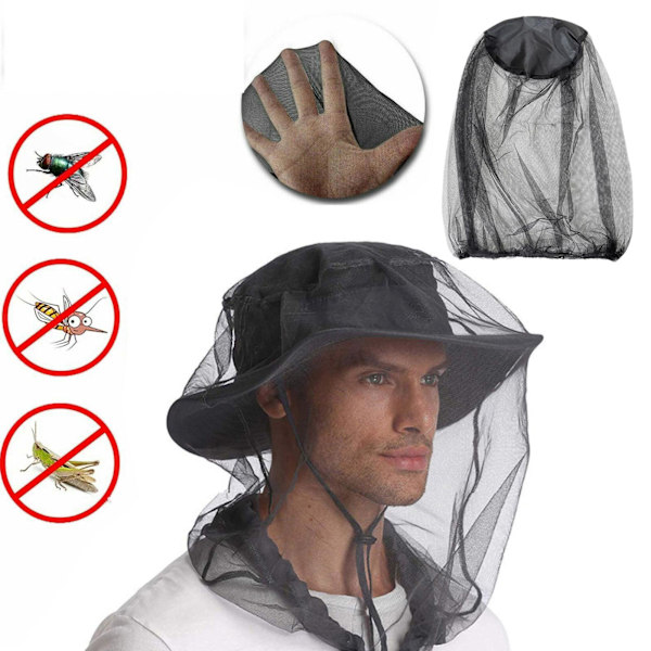 1/5/10 Mygga Mygg Insekt Hatt Bug Mesh Huvudnät Ansiktsskydd Y0H7 blackA One-size