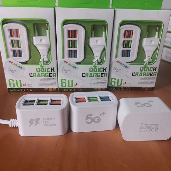 Universal laddare för smartphone, 6 USB-portar, laddningsstation
