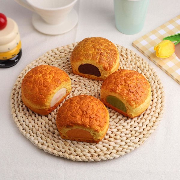 PU Mjuk Långsam Återhämtning Simuleringsmatkaka Krispig Stekt Äggbröd tree ring bread 1pcs