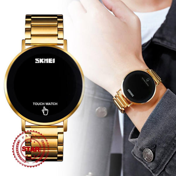 Skmei 1550 LED Klocka Enkel Modeklocka Stålarmband Vattentät Klocka Digital Display T9H2 Gold One size