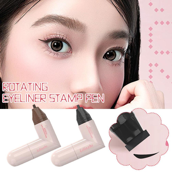 Roterande Eyeliner Stämpel Penna Vattentät Långvarig Kosmetisk Eyeliner Dubbelsidig Stämpel M3d8 01 # Natural Black, 2.1ml