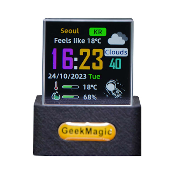 Geek-Magic Mini 3D Hologram Kub Display, Smart Väderstation Digital Klocka, GIF Animation Kreativ Gåva Cool Skrivbordsdekor Flexibel Display