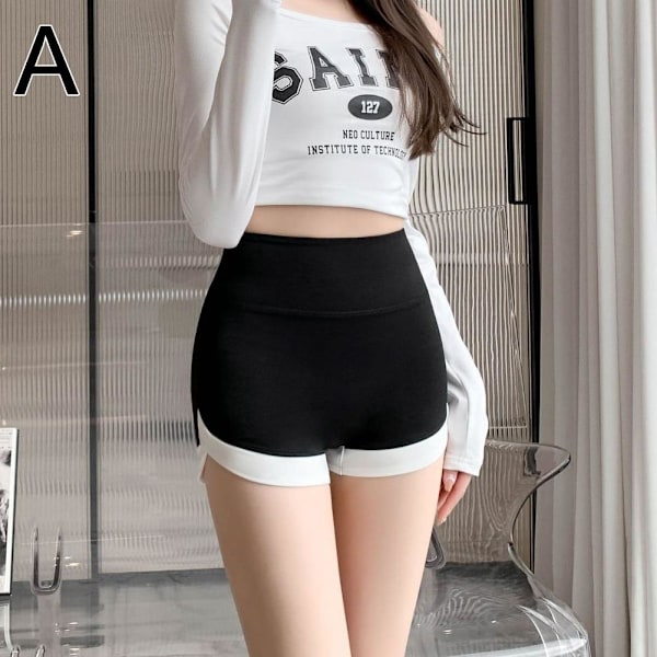 Fitnessbyxor Sport Yoga Shorts Hög Midja Tvåfärgade Sport Brown XL