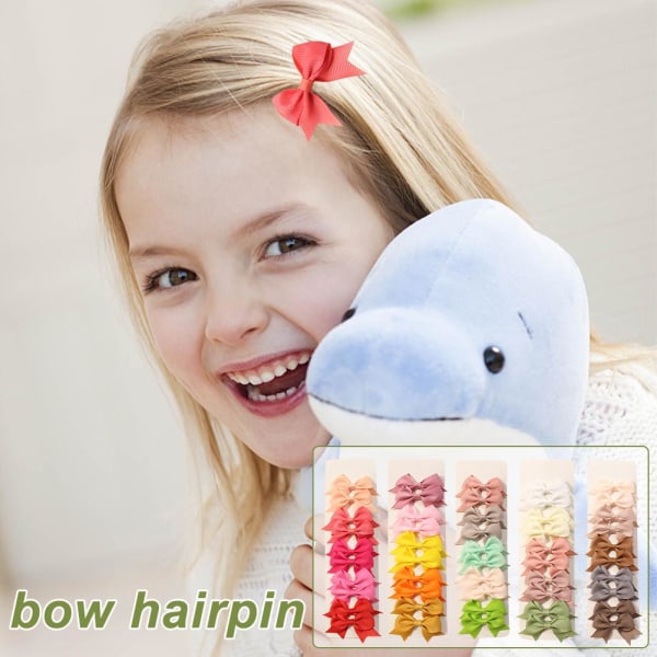 10x Baby Girl Kid Ribbon Hair Clip-Solid Color Bows Clips School style3 ONE-SIZE