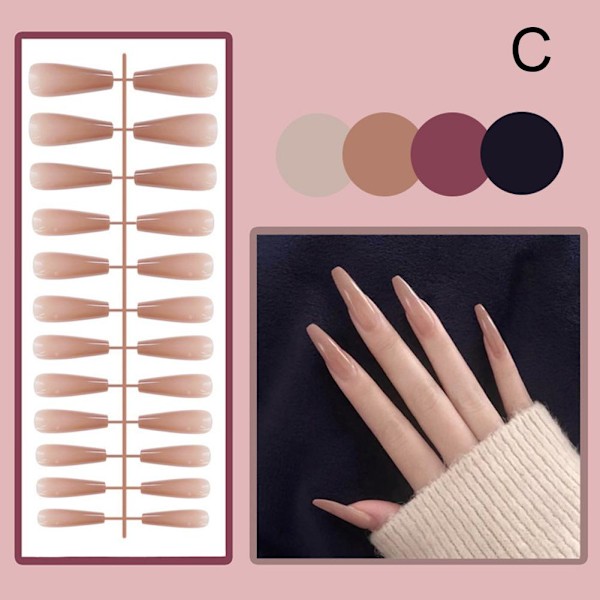 Manikyr Enfärgad Falska Naglar Lång Nagel Konstgjord Nagel Falska Trapetsformade Konstnaglar P4r3 style 7 1set