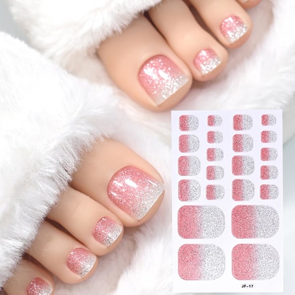Glitter Tånageldekor Självhäftande Full Täckning Ren Färg Tånagel Wraps GXU  JF-17 1pcs