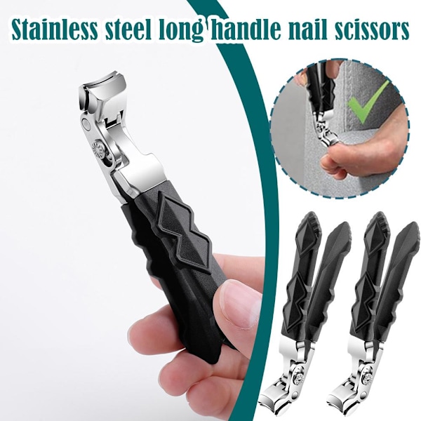 Vinklade nagelklippare för seniorer, ergonomiska, tjocka tånaglar BlackA 1pcs