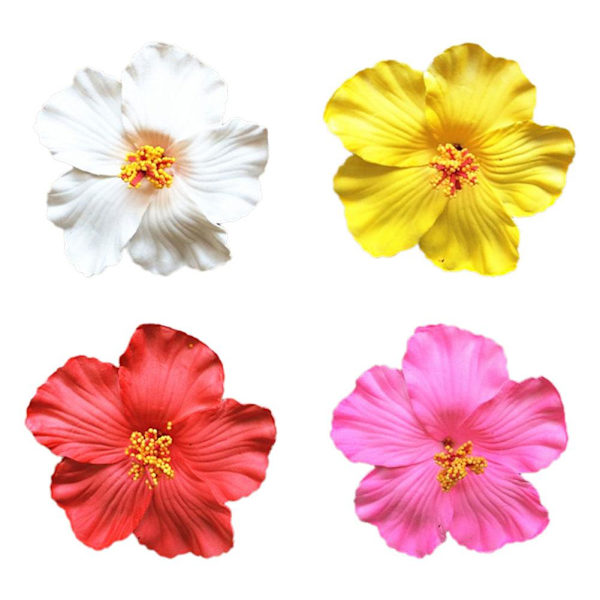 Hawaiiansk Hårklämma med Blomma, Realistisk Hibiskus Hårklämma, Böhmiska Blommor Håraccessoar för Dansare Bröllop Strandfest Hårklämma red one-size