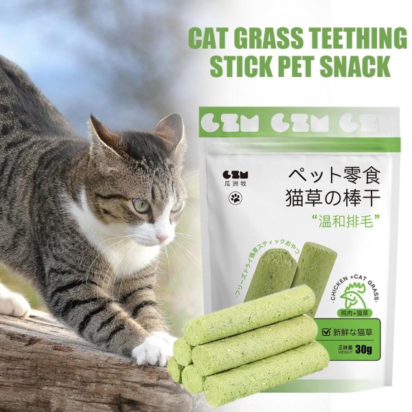 Cat-Grass Teething Stick Pet Snack Hårbollsborttagning Omedelbar Cat