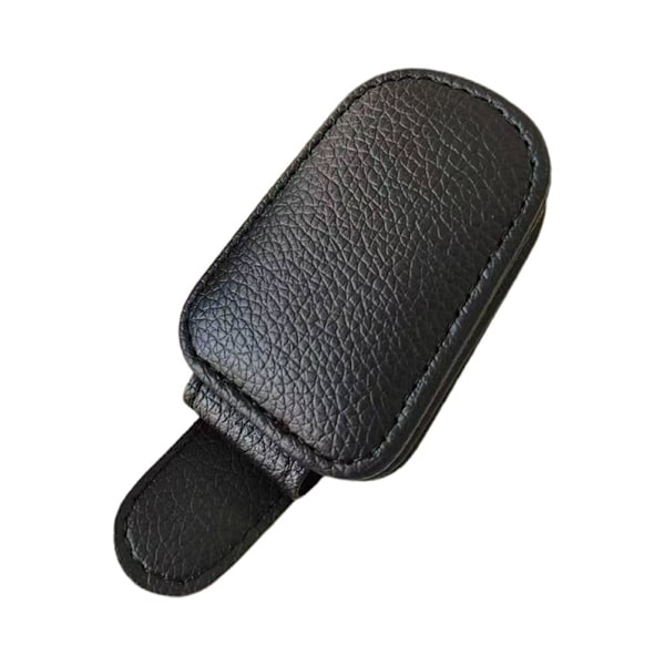 Bilglasögonklämma i Läder Solskydd Solglasögon Kortfäste Tillbehör Hållare Biljett S6p0 Black One size