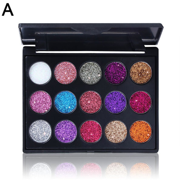 15 Färger Paljett Högpigmenterad Ögonskugga Ögonmakeup Skuggpalett E8I5 02 6.5g