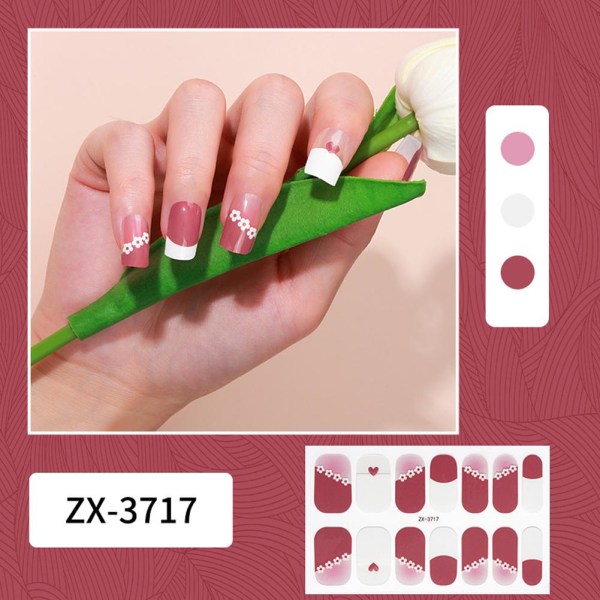 Semi Cured Gel Nail Sticker Christmas Nail Gel Stickers Art NYHET ZX3717 1pcs