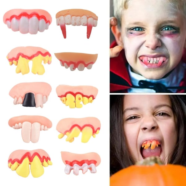 Halloween Vampyr Zombie Tandproteser Trick Leksaker Roliga April Fools' Big incisors one size