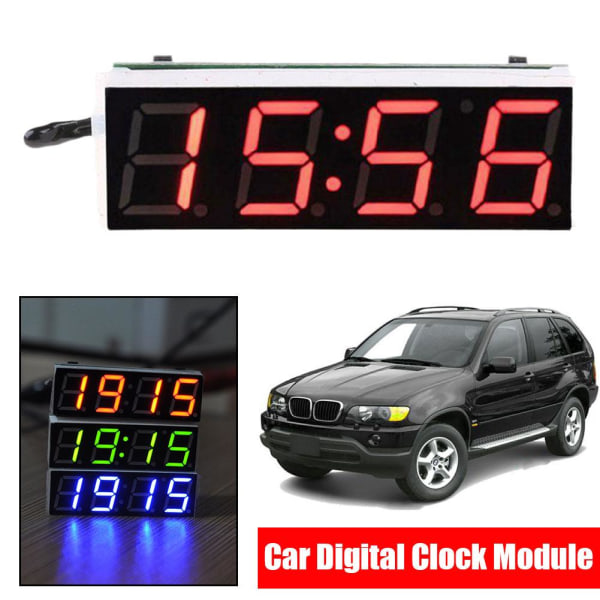 Mini Car Clock Termometer Voltmeter 3 IN 1 LED Display Digital A 1pcs