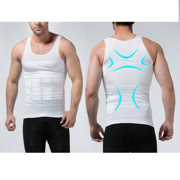 Slimming Stretchy Shapewear Vest Skjorta för män Sportkompression white XL
