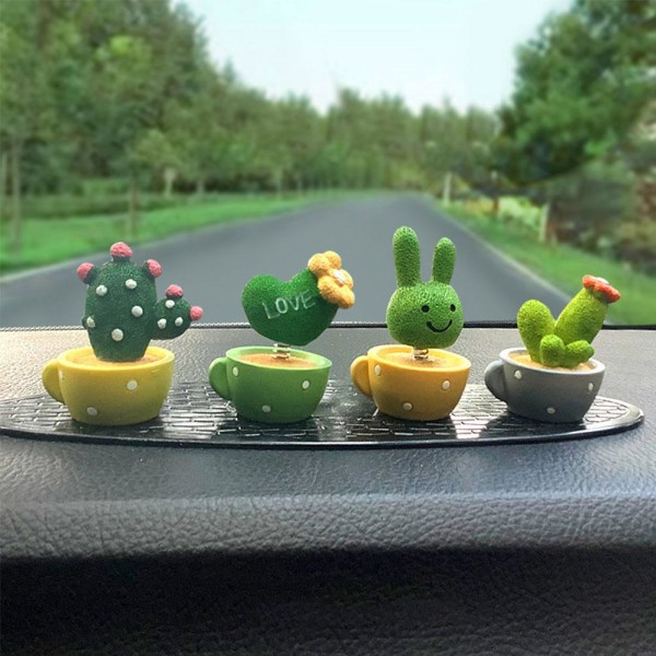 1/4PCS Mini Resin Cactus Model Car Ornament Car Central Control 4pcs As shown