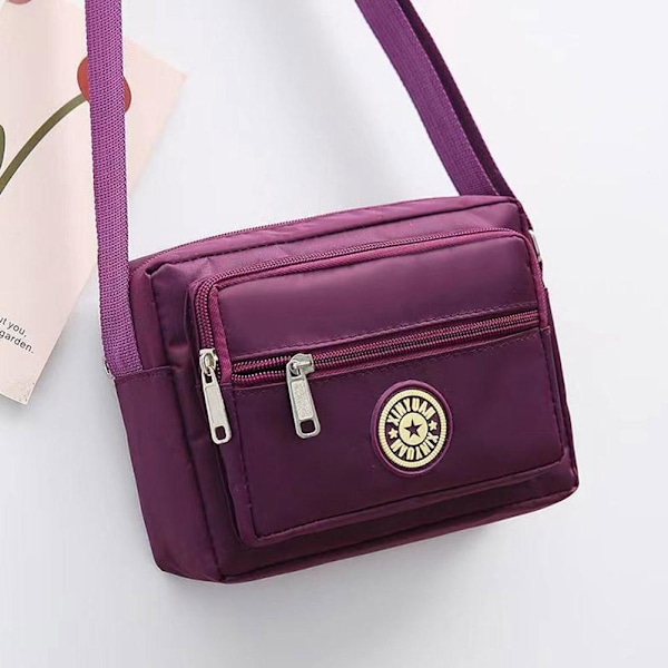 【cod】 Tryckt axelväska för kvinnor, stilig axelremsväska med fyrkantig design D6l6 Purple One size