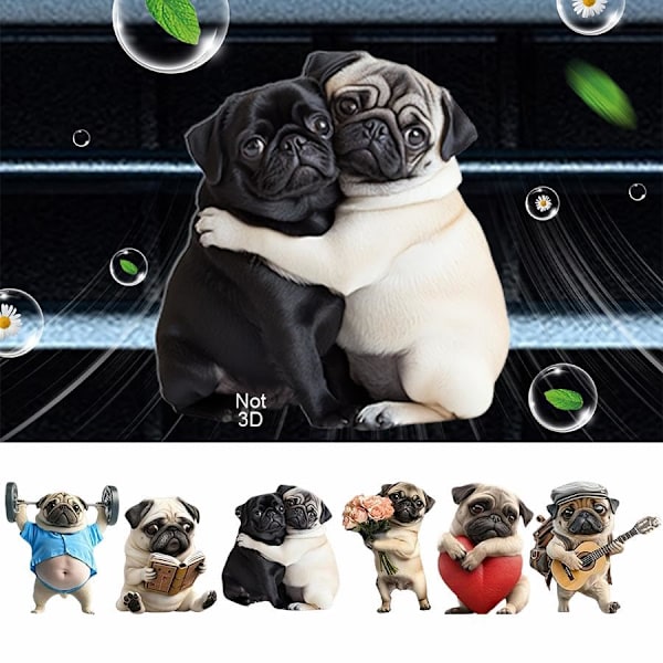 LQQDREX Bedårande Mops Akryl Bil Luftventil Doftspridare, 2D Söt Hunddesign Solid Doft, Mops Luftfräschare Dekorativa Tillbehör, Cu F One size