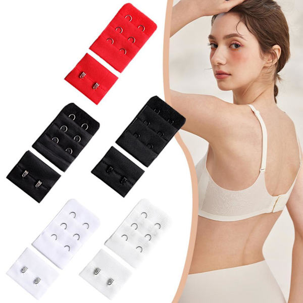 BH-förlängare för kvinnor, mjuk, bekväm, stretchig BH-förlängningsrem, 2 hakar 3 O3Y9 White One size