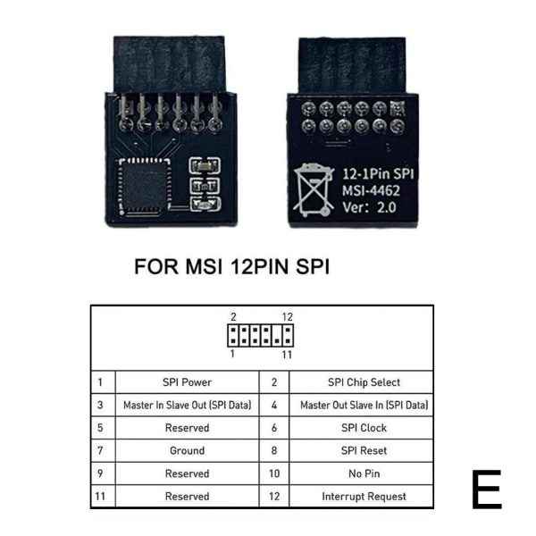 Tpm2.0 Säkerhetsmodul Stöder Multi-brand moderkort 20-1pin green For MSI 12Pin SPI