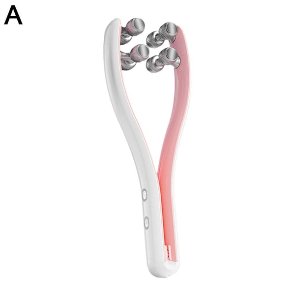 EMS Ansiktslyft Roller RF Dubbelhaka V Formad Massager Ansikte F0J8 pink One-size