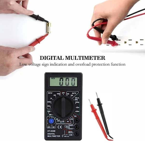 DM850 Digital Multimeter Handhållen Voltmeter LCD Digital Tester Elektrisk N8J1 Spänningsmätare Portabelt Verktyg Universell