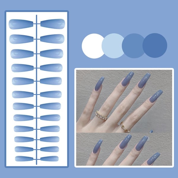 Manikyr Enfärgad Falska Naglar Lång Nagel Konstgjord Nagel Falska Trapetsformade Konstnaglar P4r3 style 7 1set