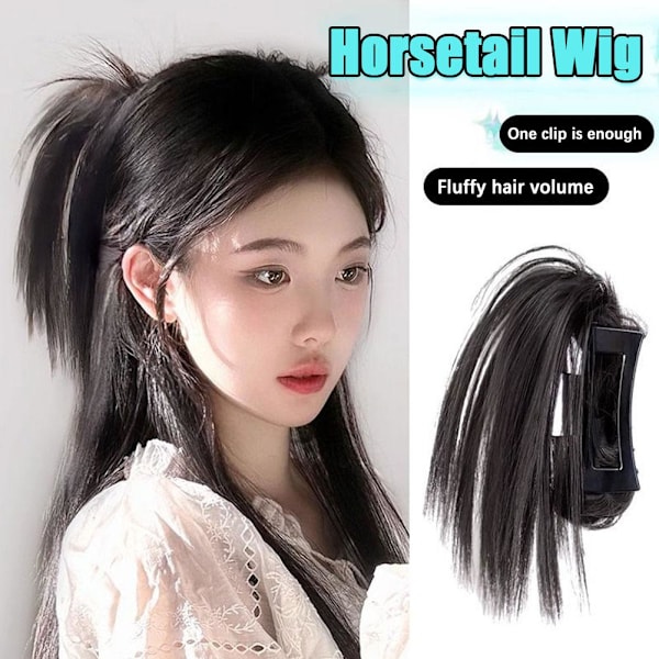 Hästsvansperuk för kvinnor, fluffig, slarvig, vindblåst darkbrown 30cm