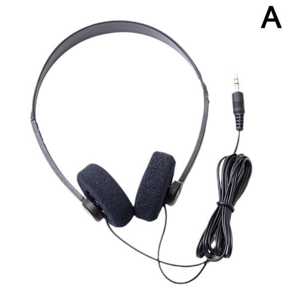 Lätta 3,5 mm trådbundna hörlurar över örat utomhussportmusik black one-size
