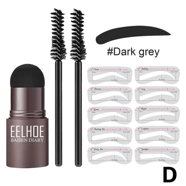 Eyebrow Stamp Shaping Kit - Brynpulverstämpel Makeup Med 10 Reu dark gray One-size